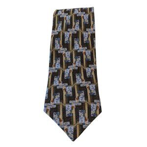 Tiziano Milano Vintage Silk Necktie Tie Geometric Print Multicolor Classic Wide
